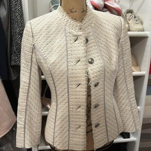 Cream white gray silver blazer